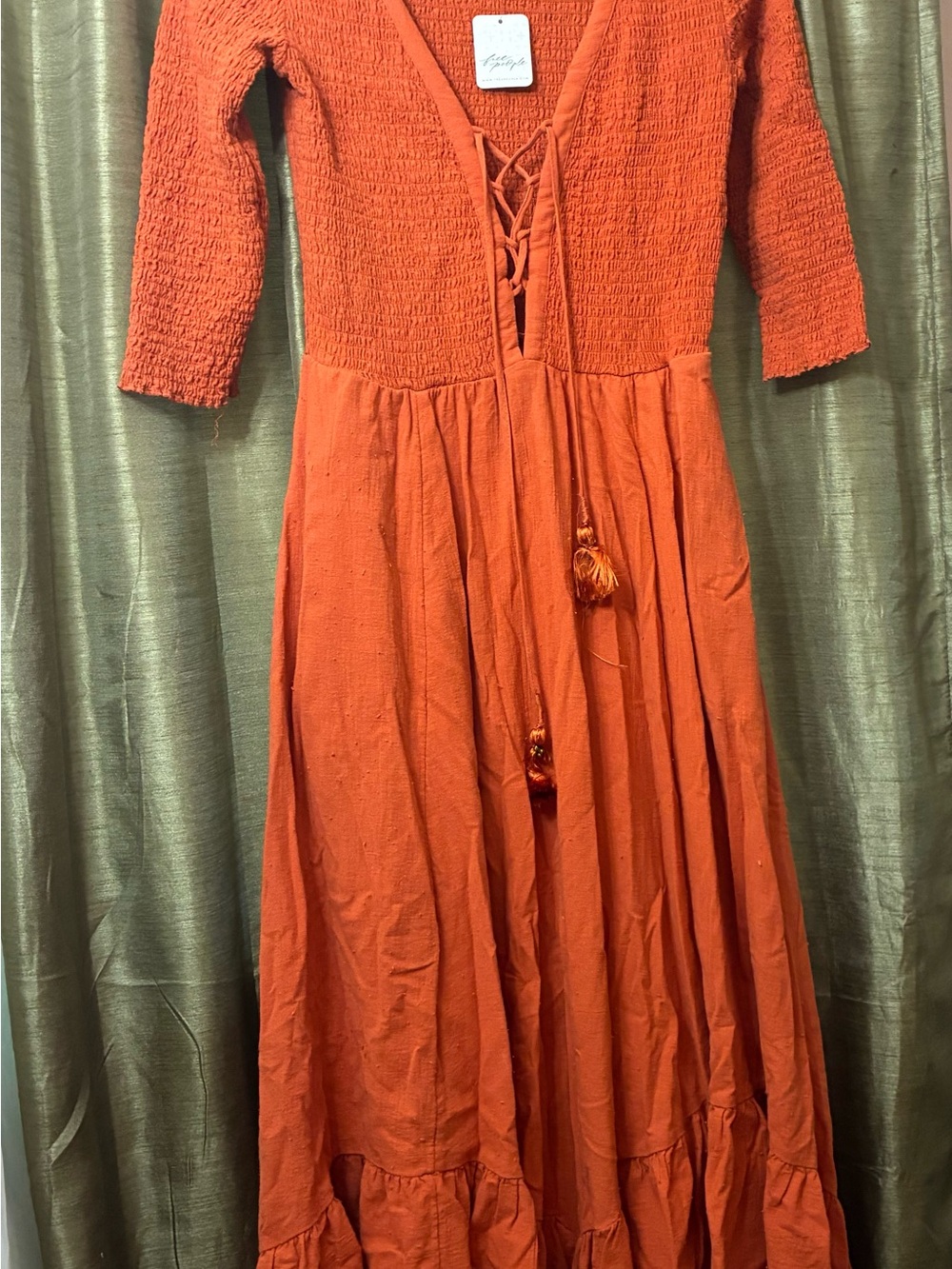 Free People Rust Orange Smocked Top